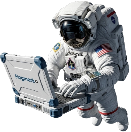 Astronauta de Flagmark simbolizando la exploración y el crecimiento